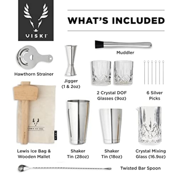 Viski 17-Piece Bar Tools Kit for Cocktail Making