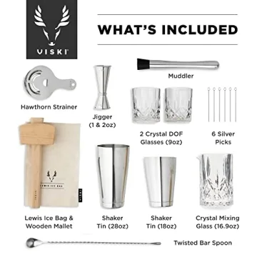 Viski 17-Piece Bar Tools Kit for Cocktail Making