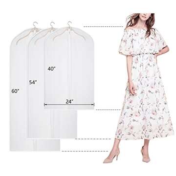 Kntiwiwo Garment Bags Clear Suit Bag for Closet Storage Hanging Clothes Dress Cover Bags (24" x 40"1...