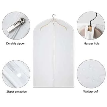 Kntiwiwo Garment Bags Clear Suit Bag for Closet Storage Hanging Clothes Dress Cover Bags (24" x 40"12pcs)