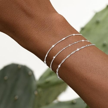Stylish Picuzzy Silver Bracelets Set for Women - Trendy & Dainty