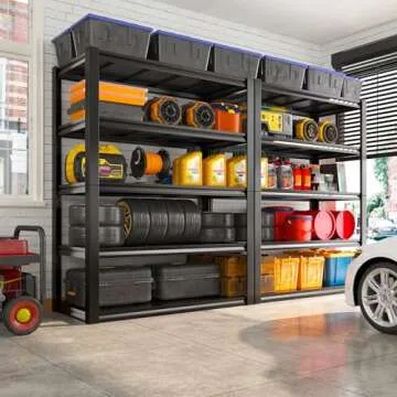 REIBII Heavy Duty Garage Shelving - 5 Tier Metal Shelving Rack, 2500 lbs Capacity, Easy Assembly, Ad...
