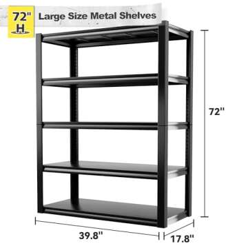 REIBII Heavy Duty Garage Shelving 5-Tier Adjustable Rack