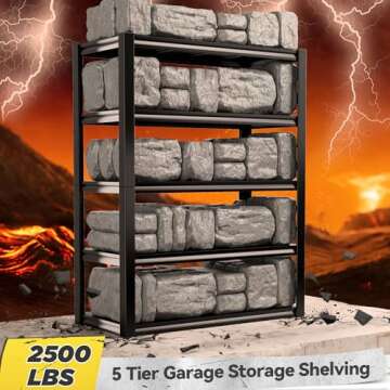 REIBII Heavy Duty Garage Shelving 5-Tier Adjustable Rack