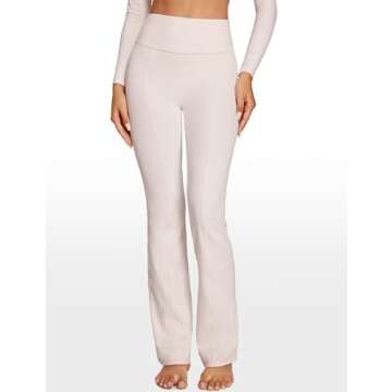 INGIA High Waist Mini Flared Leggings for Women 31" Bootcut Tummy Control Casual Lounge Yoga Pants Coconut White X-Small