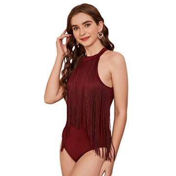 Stylish Verdusa Fringe Trim Bodysuit for Women