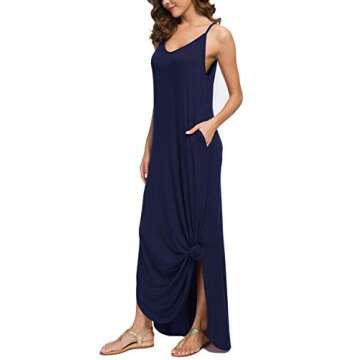 GRECERELLE Women's Summer Casual Loose Dress Beach Cover Up Long Cami Maxi Dresses with Pocket