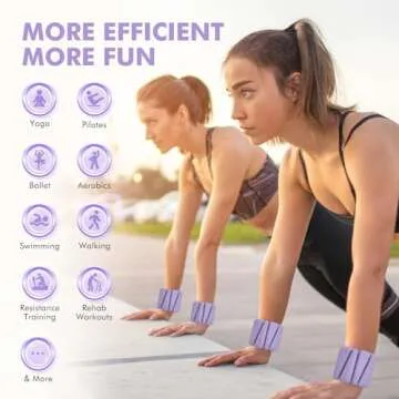 Wrist Weights, Ankle Weights for Women Men, Adjustable Wrist Weighted Bracelet for Home Gym Workout, Running, Yoga, Exercise, Strength Training, Set of 2 (1LB Each)-Purple