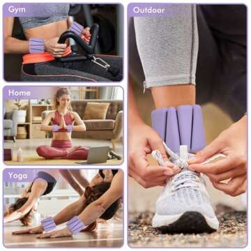 Wrist Weights, Ankle Weights for Women Men, Adjustable Wrist Weighted Bracelet for Home Gym Workout, Running, Yoga, Exercise, Strength Training, Set of 2 (1LB Each)-Purple