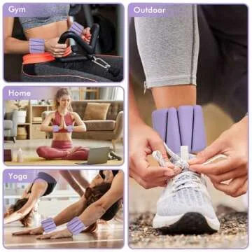 Wrist Weights, Ankle Weights for Women Men, Adjustable Wrist Weighted Bracelet for Home Gym Workout, Running, Yoga, Exercise, Strength Training, Set of 2 (1LB Each)-Purple