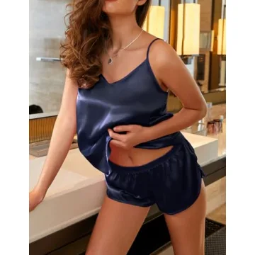 Ekouaer Satin Pajamas Cami Shorts Set for Women