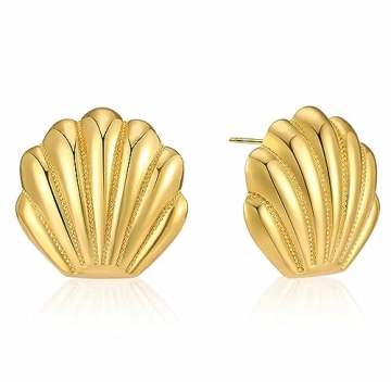 WOWORAMA Gold Seashell Earrings for Summer Glamour