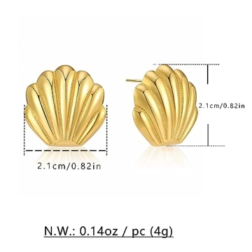 WOWORAMA Gold Seashell Earrings for Summer Glamour