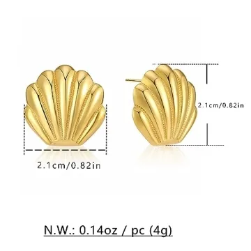 WOWORAMA Gold Seashell Earrings for Summer Glamour