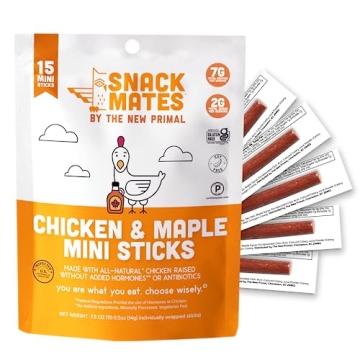 The New Primal Snack Mates Chicken & Maple Sticks, Gluten Free Healthy Snacks for Kids, Low Sugar Hi...