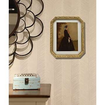 YULINK 8x10 Vintage Picture Frame, Antique Ornate Gold Octagon Photo Frame with Mat, for Tabletop and Wall Display, Decorative Retro Home Decor, Old Fashioned Photo Gallery Art