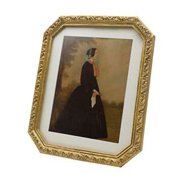 YULINK 8x10 Vintage Picture Frame, Antique Ornate Gold Octagon Photo Frame with Mat, for Tabletop and Wall Display, Decorative Retro Home Decor, Old Fashioned Photo Gallery Art