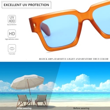BRMHDY Retro Square Sunglasses with HD UV400 Lenses