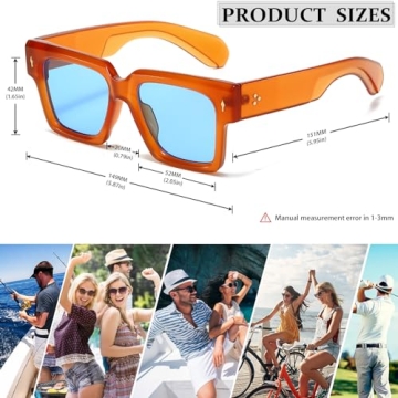 BRMHDY Retro Square Sunglasses with HD UV400 Lenses