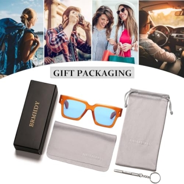 BRMHDY Retro Square Sunglasses with HD UV400 Lenses