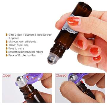 ULG 10ml Amber Roll-on Bottles Set for Essential Oils