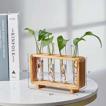 Mokof Plant Propagation Station, Propagation Stations with Wooden Stand for Office Home Decor (Brown...