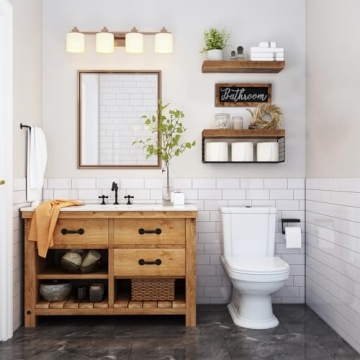 Farmhouse Bathroom Shelves Over Toilet Storage