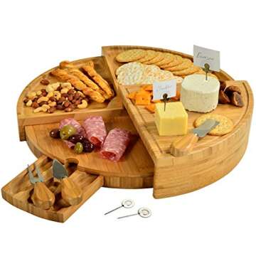 NCAA Alabama Crimson Tide Bamboo Charcuterie Cheese Board with Knife Set & Cheese Markers by Picnic ...