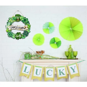 St. Patrick's Day Wooden Shamrock Wreath for Front Door