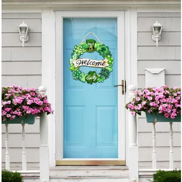 St. Patrick's Day Wooden Shamrock Wreath for Front Door