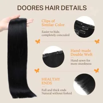 DOORES Human Hair Extensions Chocolate Brown 18 Inch