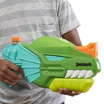NERF Super Soaker DinoSquad Water Blaster, Pump-Action for Outdoor Summer Games, for Kids, Teens & Adults