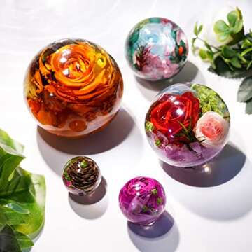 LET'S RESIN 9 Pcs Sphere Silicone Molds for Resin, Upgraded Seamless 3D Sphere Resin Molds Silicone,Large Round Ball Epoxy Resin Molds for Flowers Preservation,Resin Casting, Soap, Candle