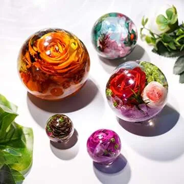 LET'S RESIN 9 Pcs Sphere Silicone Molds for Resin, Upgraded Seamless 3D Sphere Resin Molds Silicone,Large Round Ball Epoxy Resin Molds for Flowers Preservation,Resin Casting, Soap, Candle