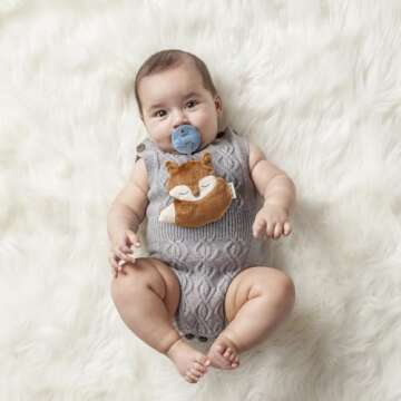Itzy Ritzy Pacifier & Lovey Set - Includes Silicone Pacifier with Stuffed Animal Lovey - Detachable Plush Fox Pacifier Holder & Coordinating Blue Silicone Pacifier, Ideal for Ages 0 Months & Up