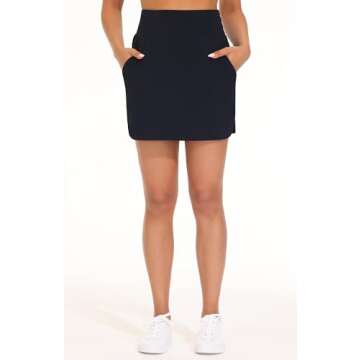 THE GYM PEOPLE Women's Golf Skort Tennis High Waist Lightweight Athletic Casual Skirts Built-in Shorts with 4 Pockets Blue Black