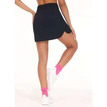 THE GYM PEOPLE Women's Golf Skort Tennis High Waist Lightweight Athletic Casual Skirts Built-in Shorts with 4 Pockets Blue Black