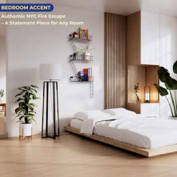 Rustic 3 Tier Fire Escape Wall Shelf - Midnight Steel