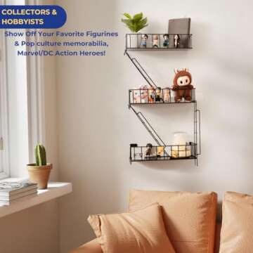 Rustic 3 Tier Fire Escape Wall Shelf - Midnight Steel