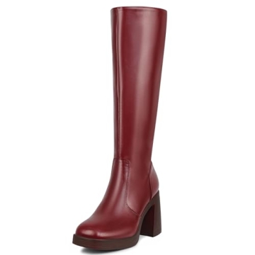 Stylish SOVANYOU Red Knee-High Platform Boots for Women