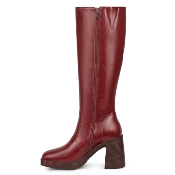 Stylish SOVANYOU Red Knee-High Platform Boots for Women