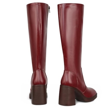 Stylish SOVANYOU Red Knee-High Platform Boots for Women