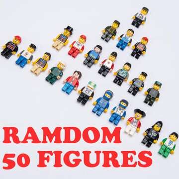 ELECBYTES Minifigures, Minifigs, Action Figure, Mini Figure Toy, MINIFIG People,Minifigures Building Bricks, Mystery Pack (Random 50 Minifig Included)