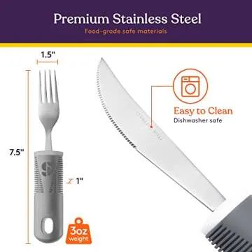 Special Supplies Adaptive Utensils (5-Piece Kitchen Set) Wide, Non-Weighted, Non-Slip Handles for Ha...