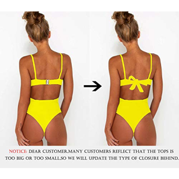 Stylish CHYRII Cutout High Waisted Bikini Swimsuit - Yellow XL