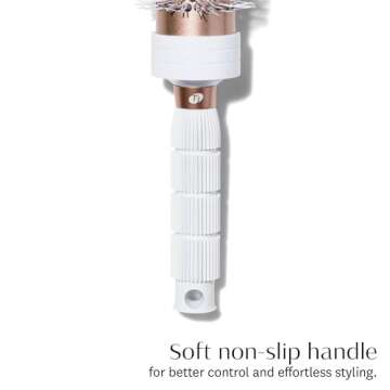 T3 Volume Round Hair Brush CeramicCoated Barrel Vented Round Brush for Blow Drying Heat Resistant Bristles, White/Rose Gold