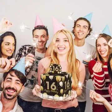 16th Birthday Surprise Gift Box, 16th Birthday Gifts for Girls Boys, Happy Birthday Money Gift Boxes for Cash with Pull Out, Black Gold Decor for 16th Birthday Party(with 35PCS Bags)