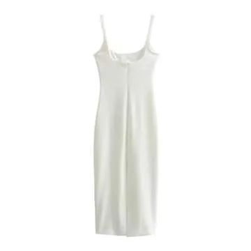 Women's Slim Dresses Solid Slim Tube Top Dress Street Chic Holiday Party Dress Beige Xs