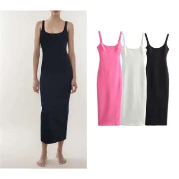 Women's Slim Dresses Solid Slim Tube Top Dress Street Chic Holiday Party Dress Beige Xs