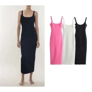 Women's Slim Dresses Solid Slim Tube Top Dress Street Chic Holiday Party Dress Beige Xs